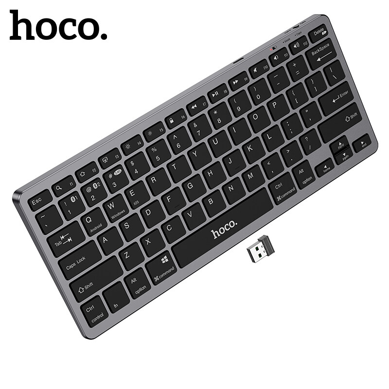 Hoco GM32 Bluetooth5.0& 2.4GHz USB Dual Connectivity Mode Multi-Device Wireless Keyboard for Macbook Laptop Desktop PC 78 keys
