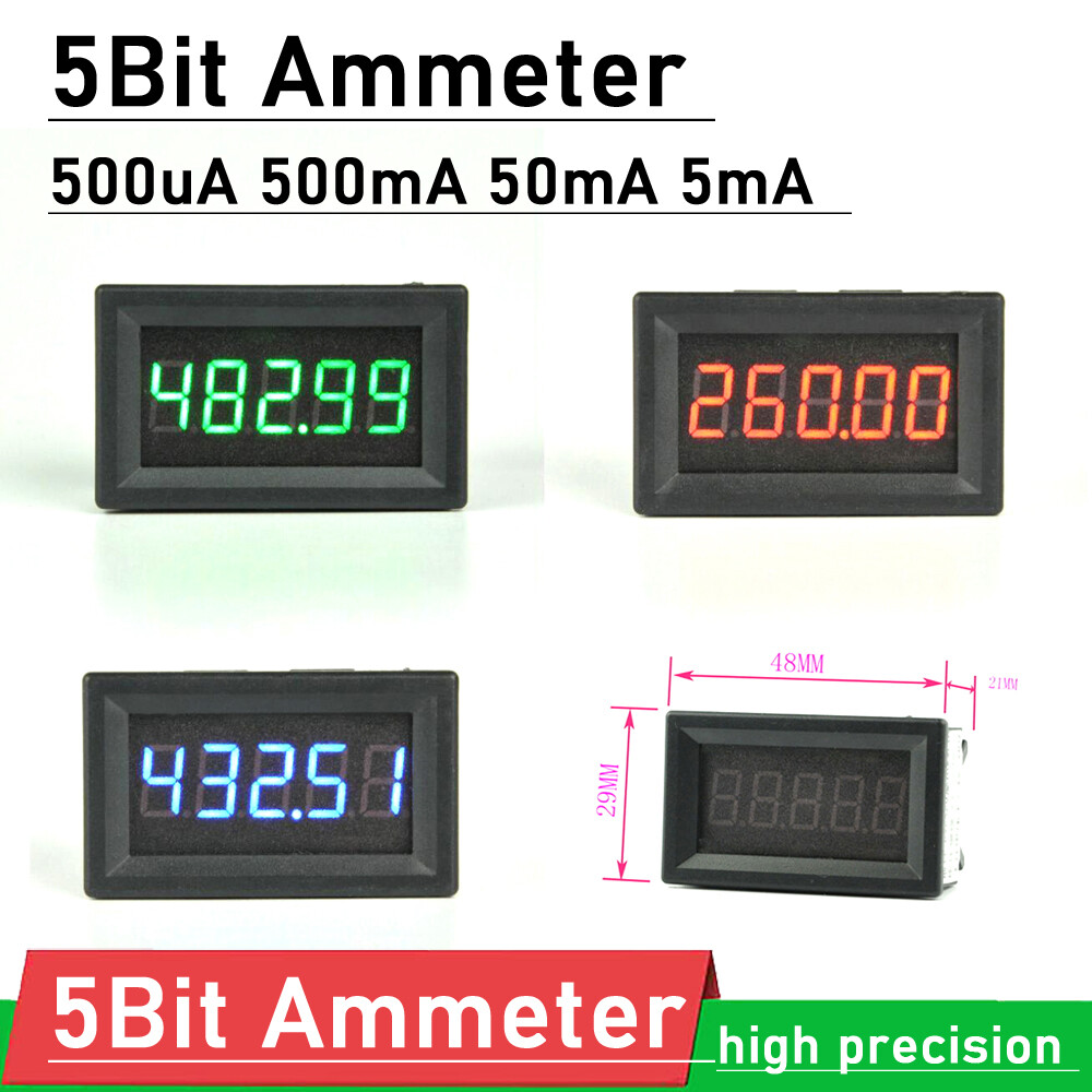 Ampe kế dc 5bit ± 5ma 50ma 500ma 500ua đồng hồ ampe kế led kỹ thuật số độ chính xác cao thiết bị kiểm tra amp xả sạc dòng điện shunt