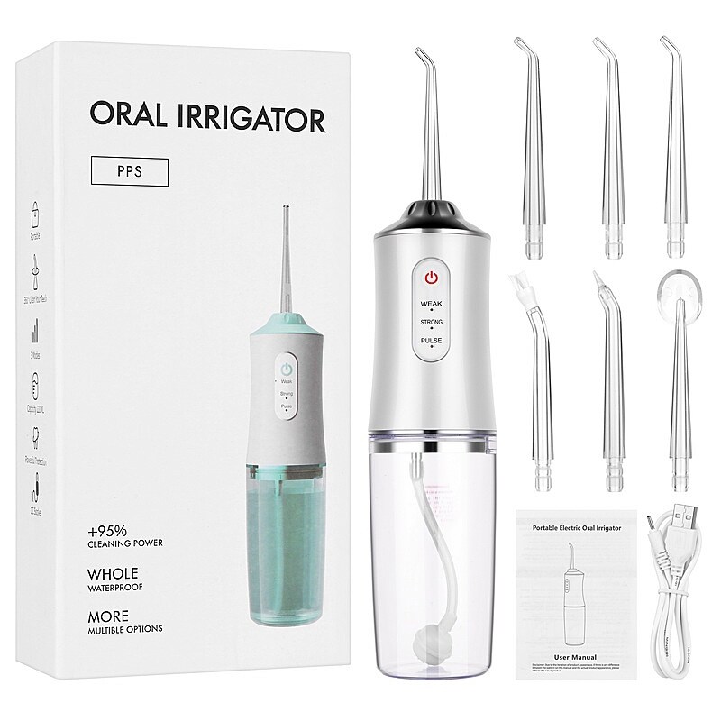 Gambar ?Ready? Oral Irrigator 3 Mode USB Rechargeable Dental Water FlosserDental WaterTips 240ML WaterTeeth Cleaner