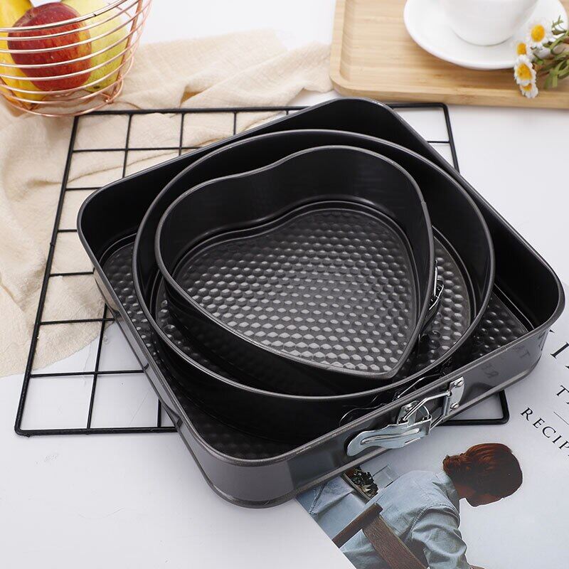 Gambar 3Pcs Lot Baking Cake Mold Tin Round Heart Cake Baking Pan Nonstick Cheesecake Removable Bottom For Kitchen Cake Tool