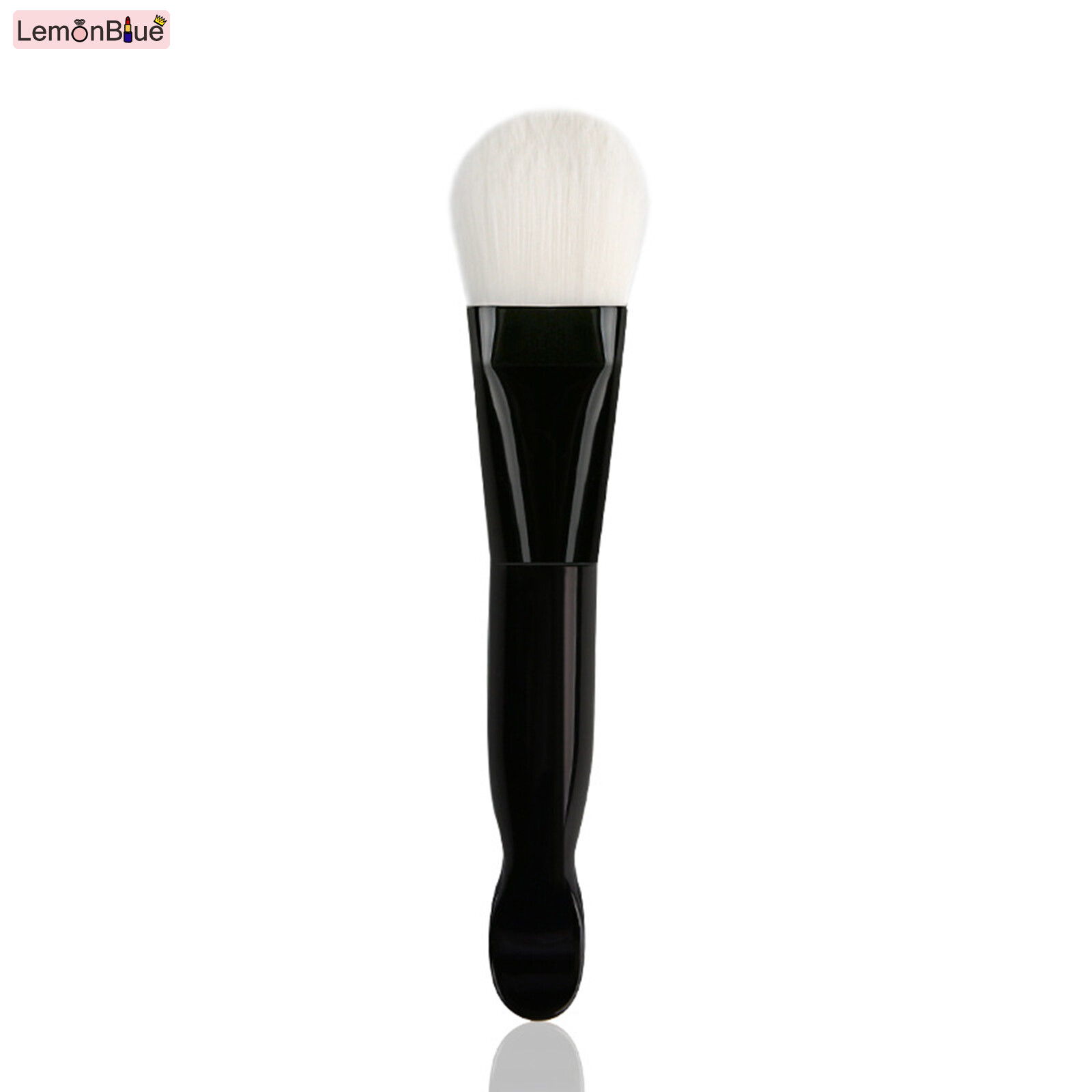 Gambar Face Makeup Brush with Double Ended Multifunction Washable Convenient for Daliy for Daliy Life with Double Ended Multifunction Washable Convenient Soft Easy Operation Silver Pole With White Hair Size 14 x 3 cm; Silica Gel Silver Rod Size 13.4 x 2.5cm