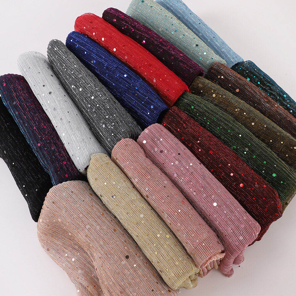 Jifang Châu Âu Sáng Bóng sequin lấp lánh Đàn Hồi Ánh Sáng Pashmina khăn trùm đầu khăn choàng khăn trùm đầu hijab hồi giáo Khăn Choàng SL283