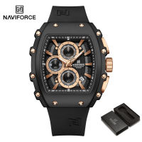 NAVIFORCE Original Mens Fashion Quartz Watch Stopwatch Chronograph Silicone Strap 30m Waterproof Date Luminous Hands Casual Outdoor Mens Multifunctional Watch NF8070
