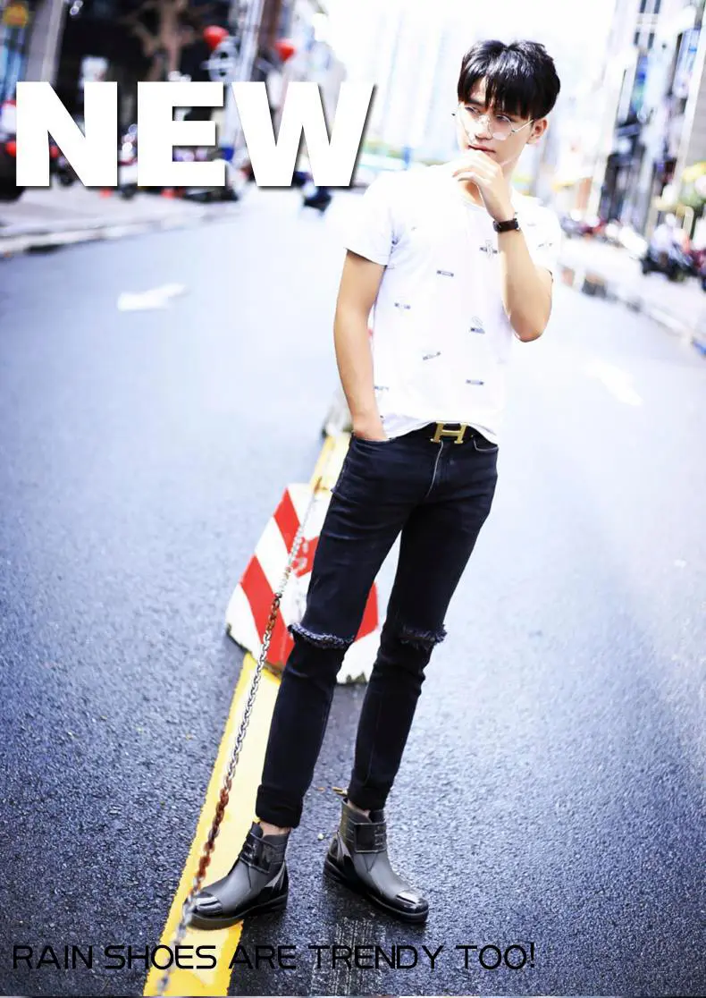 blue rubber shoes outfit