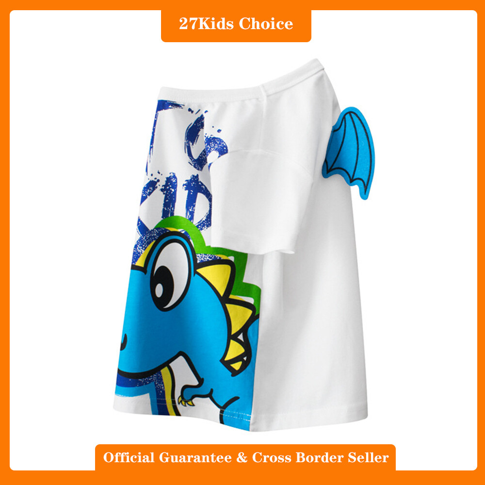 27Kids Choice Xiaolan Ship Trendy Brand Children's Clothing Wholesale Children's Short sleeved T-shirts Summer Boys' Baby Clothes Cartoon Dinosaur ราคา 159 บาท*ส่งฟรี