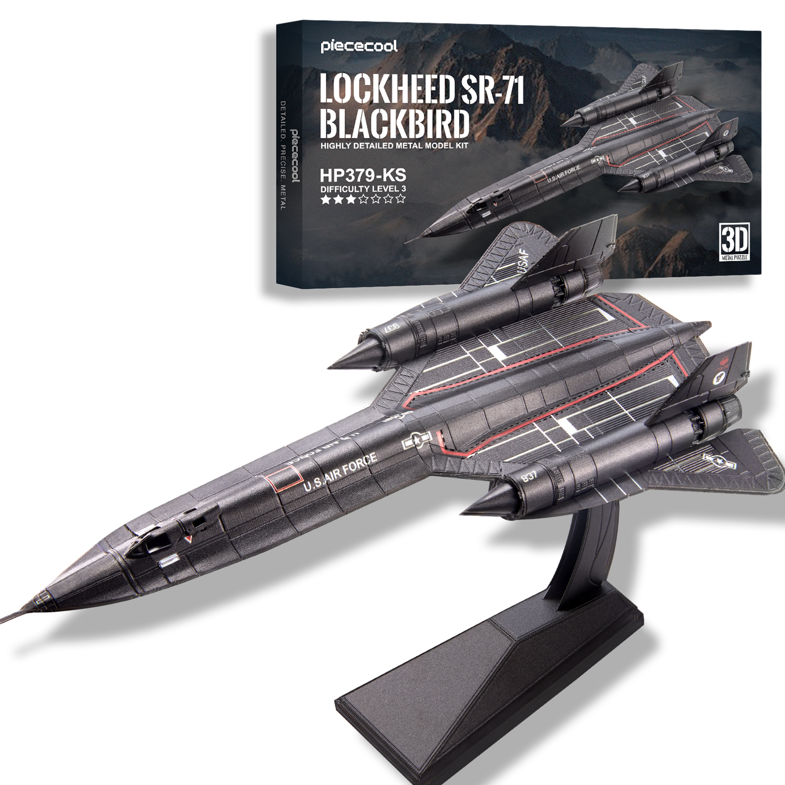 Piececool Metal 3D Models for Adults Lockheed SR-71 Blackbird Aircraft Puzzle Model Kits for Holiday Gifts ราคา 599 บาท*ส่งฟรี