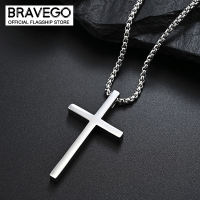 Bravego Titanium Steel Cross Pendant Necklace Men Fashion Necklace