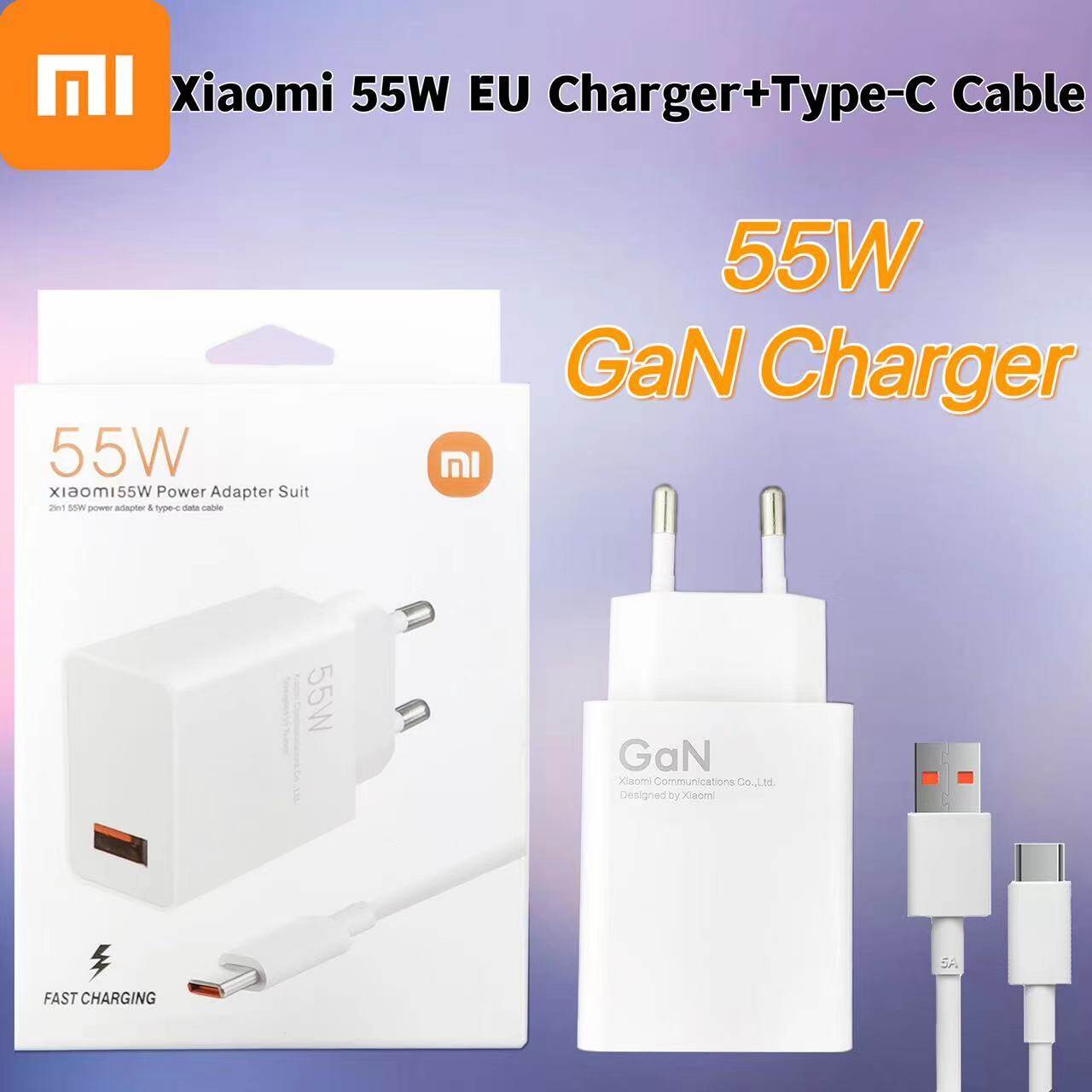 Xiaomi bộ sạc nhanh gan 55w chính hãng bộ chuyển đổi sạc turbo cáp usb type-c sạc nhanh cho xiaomi 11 pro 11s 10 lite 5g note 10 pro redmi k30 k40 pro poco f3 x3 pro