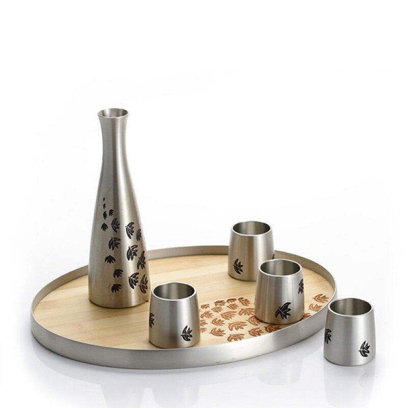 Gambar Royal Selangor Shuraku Collection Pewter Sake Set with 4 cups and Tray Gift