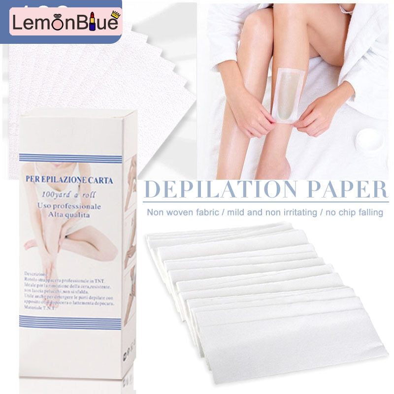 Gambar 100PCS Non Woven Depilatory Paper Portable Disposable Hair Removal Wax Strips Non Woven Depilatory Paper Portable Disposable Hair Removal Wax Strips Easy to Use Effectively Legs Arms Eyebrow