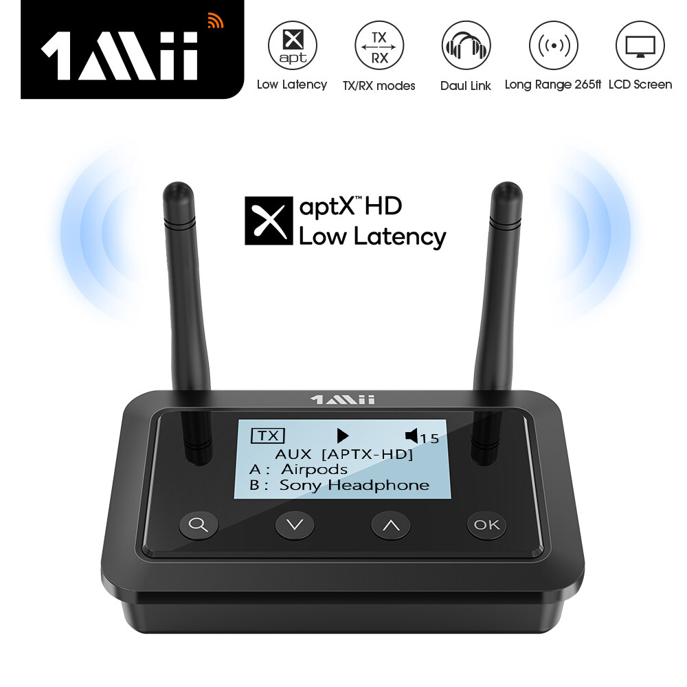 1Mii ML300 Portable Bluetooth 5.2 Receiver Transmitter Audio aptX LL HD  280mAH Battery 3.5mm Aux Bluetooth Adapter