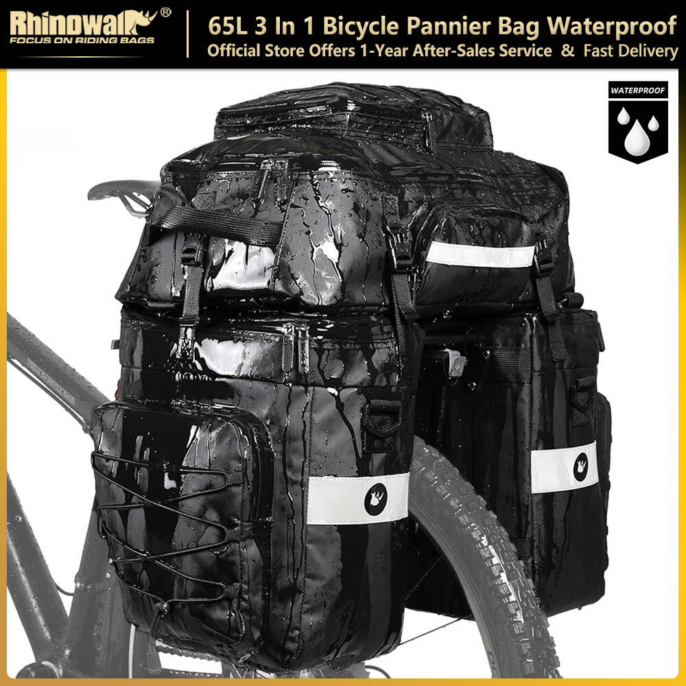 Rhinowalk Xe Đạp 3 Trong 1 Panniers 65L không thấm nước sức chứa lớn xe đạp đa chức năng Panniers túi bên Đi Xe Đạp túi lưu trữ Ba Lô Túi Đeo Vai Phụ Kiện Xe Đạp Cho Đường Núi Touring Xe Đạp