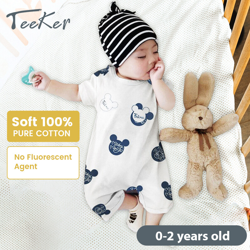 Teeker Bé Sơ Sinh Bodysuits Chàng Trai Cô Gái Quần Áo Mới Mùa Hè Một Mảnh Quần Áo Trẻ Cotton Ngắn Tay Áo Mỏng Jumpsuit 0-2 Năm