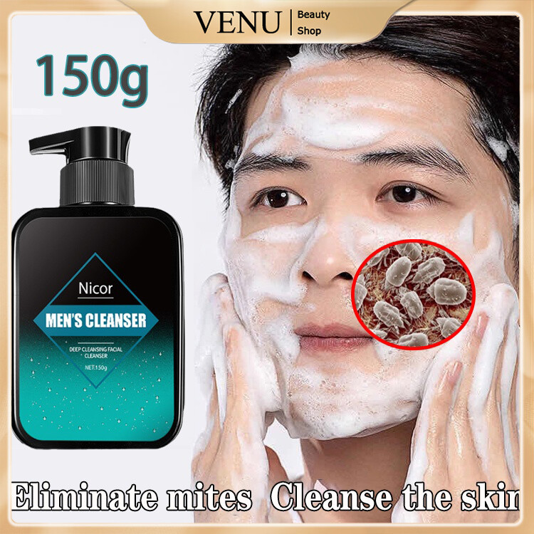 Gambar Face Wash Men Acne Facial Cleanser Oil Control Deep Cleansing Mites Acne Brightening Foam Cleanser