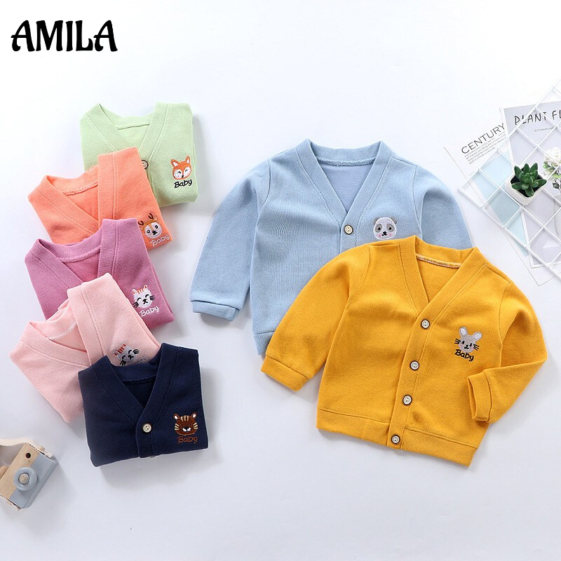 AMILA Jackets & Coats Children sweater coat girl embroidered blouse sweater ราคา  109 บาท*ส่งฟรี