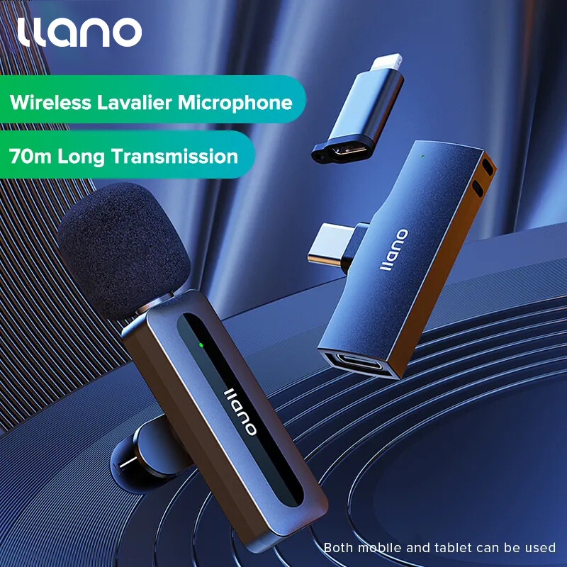 llano Wireless Lavalier Microphone 70m long transmission Type-C / Lighting port Portable Mini Lapel Mic for Vlog Live Broadcast Interview Video Recording Online teaching ราคา 611 บาท*ส่งฟรี