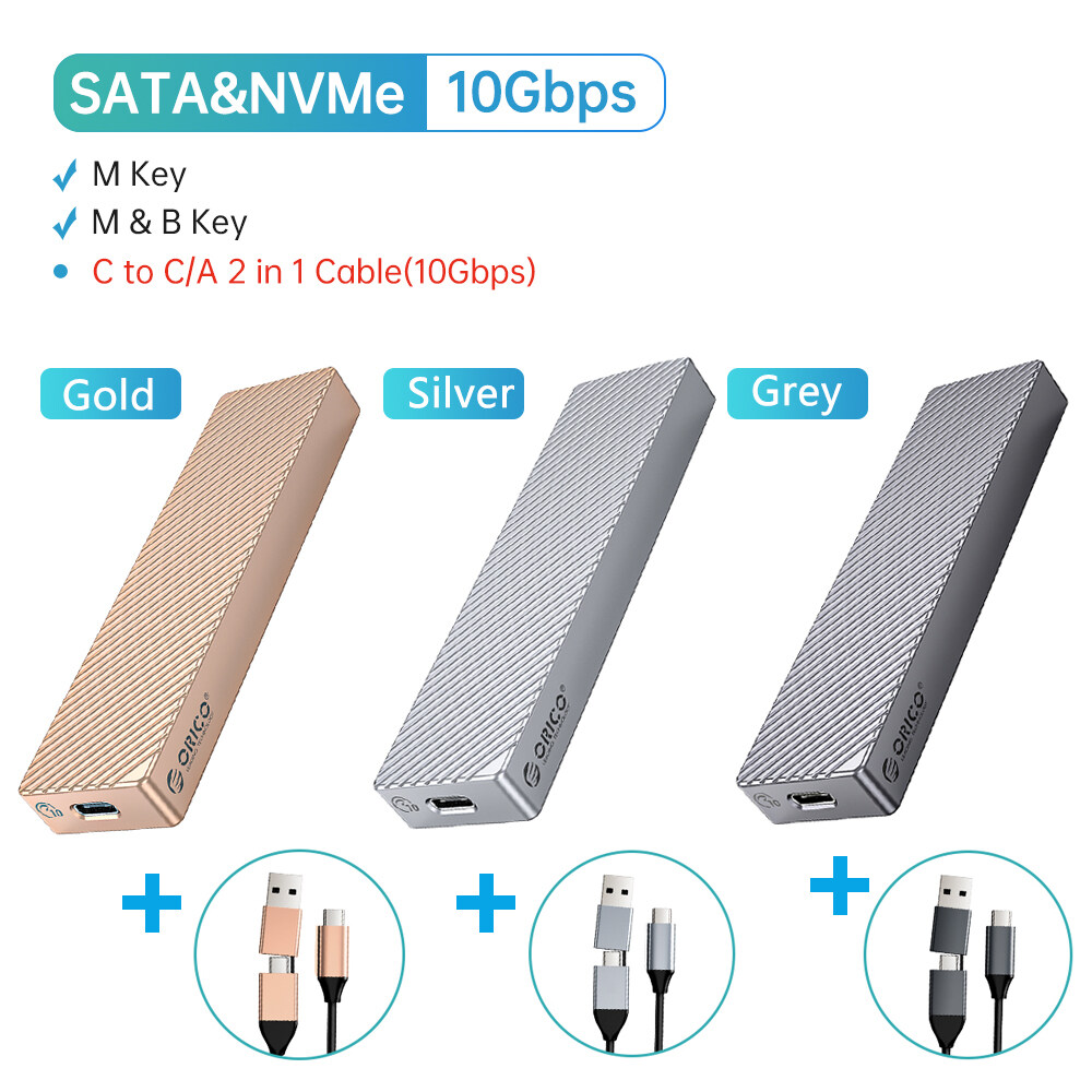 ORICO giao thức kép M.2 Vỏ đựng ổ SSD hỗ trợ M2 NVME NGFF Đĩa Ổ SSD SATA cho PCIe M key B + M Key US