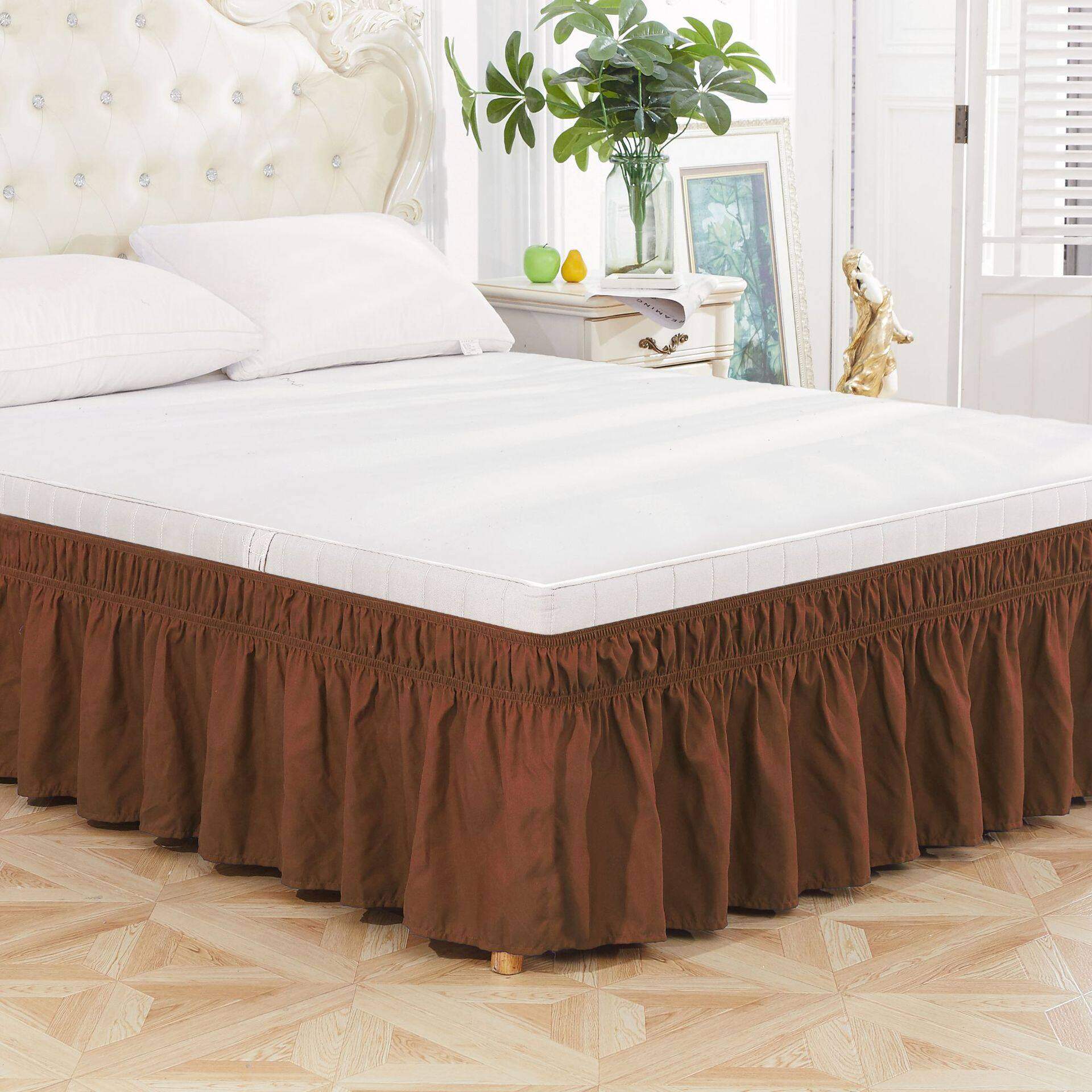 Ga Giường Co Giãn Màu Trơn Ga Trải Giường Đơn Giản Co Giãn Cỡ Lớn 39*75/54*75Inch Diềm Xếp Nếp Giường