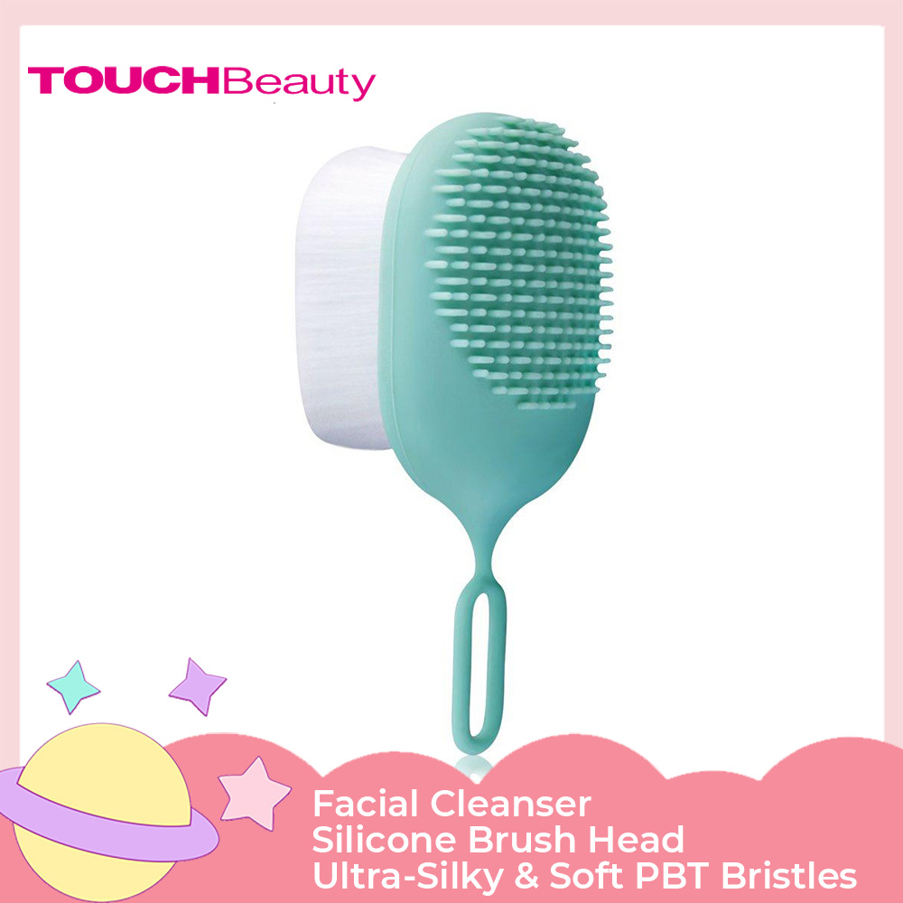 Gambar TOUCHBeauty TB 1765 Soft Bristles Silicone Facial Face Brush, 2 In 1 Manual Exfoliation Pore Cleaner Brush (Green)