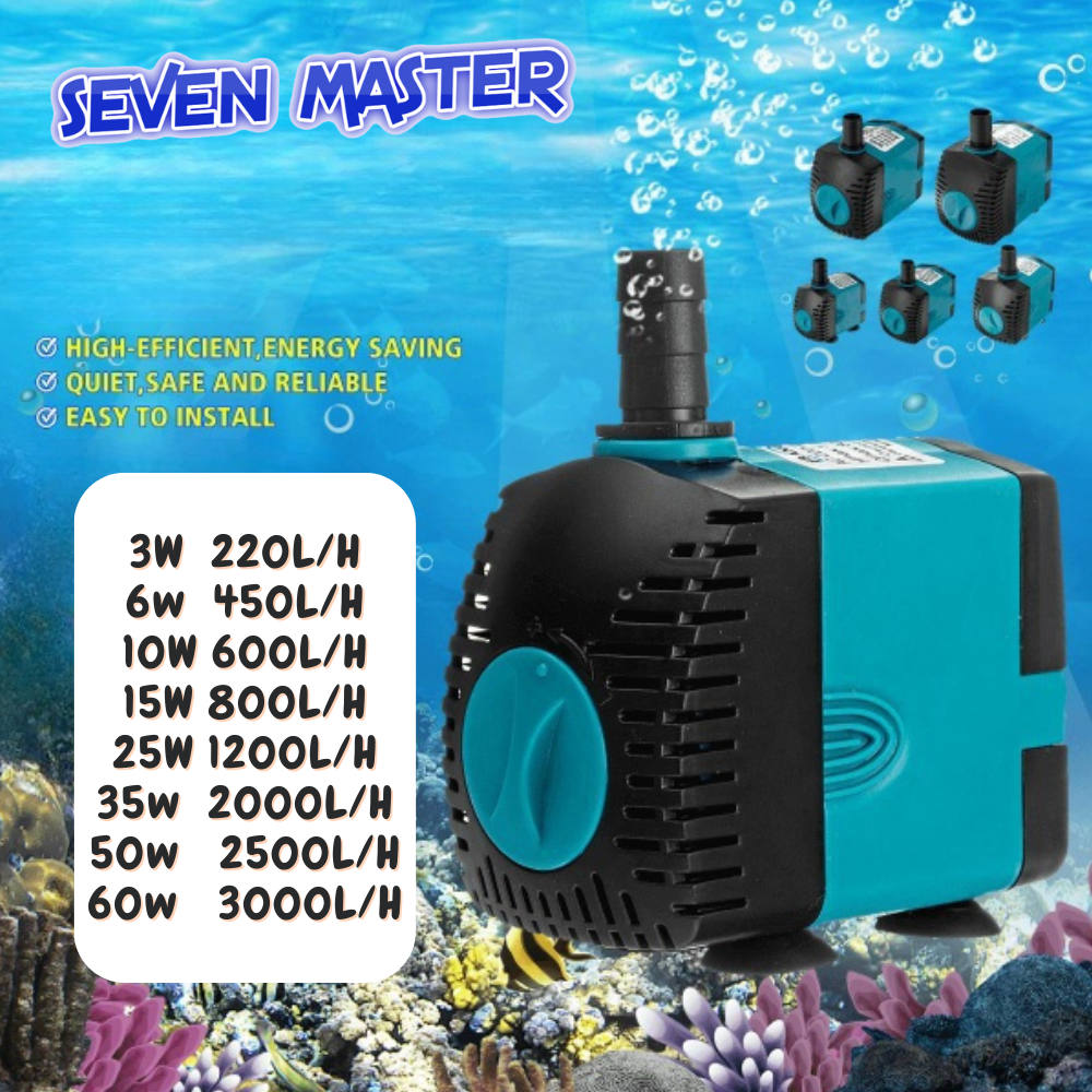Bảy Master ABS Máy bơm nước chìm cho bể cá đài phun nước trong ao 3/6/10/15/25/35/50/60W Phụ kiện hồ cá