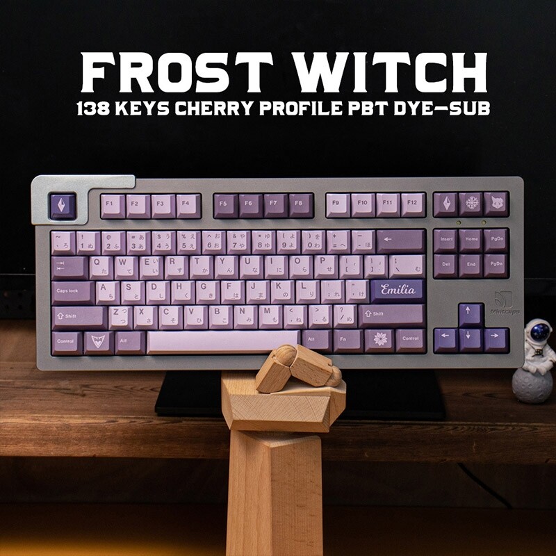 【Keycap only】gmk Frost Witch Keycaps 130 Phím Cherry Profile PBT năm mặt thăng hoa Keycaps cho công