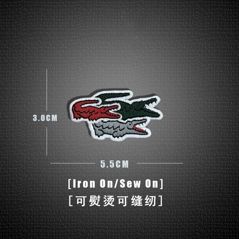 Cá sấu logo vải Huy hiệu thêu quần áo T-shirt ủi và khâu
