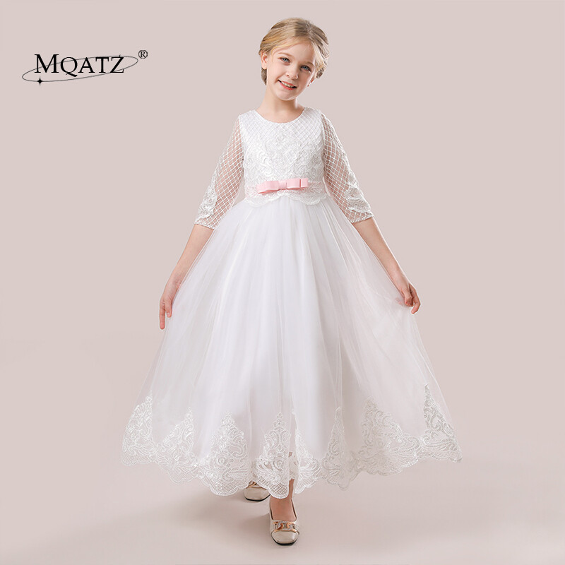 MQATZ Girls Lace Princess Party Dress Kids Long Sleeve Wedding Gown Birthday Children Tulle Teenage Formal Long Clothes LP-310 ราคา 828 บาท*ส่งฟรี