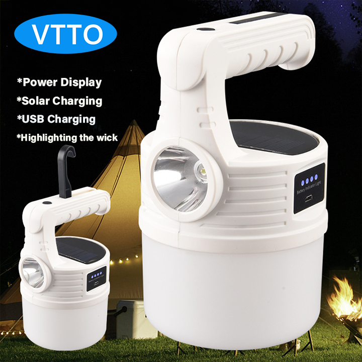 Vtto đèn cắm trại năng lượng mặt trời cầm tay đèn pin sạc usb đèn lều đèn lồng cắm trại đèn khẩn cấp cho ngoài trời