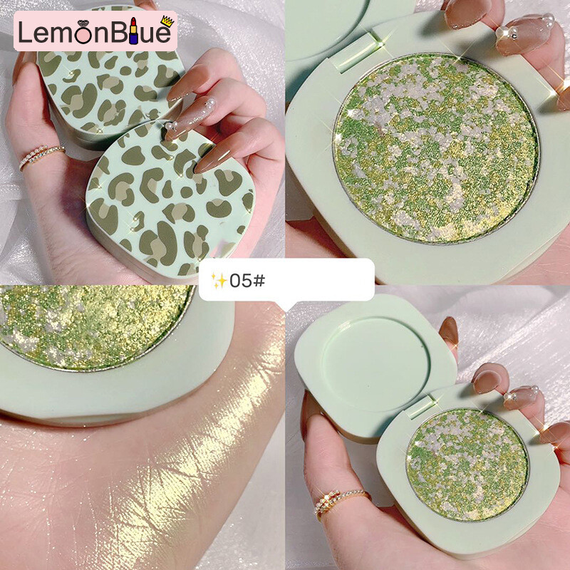 Gambar LemonBlue Highlight Pressed Powder Leopard Print Easy to Use Durable Shiny Powder Cosmetics