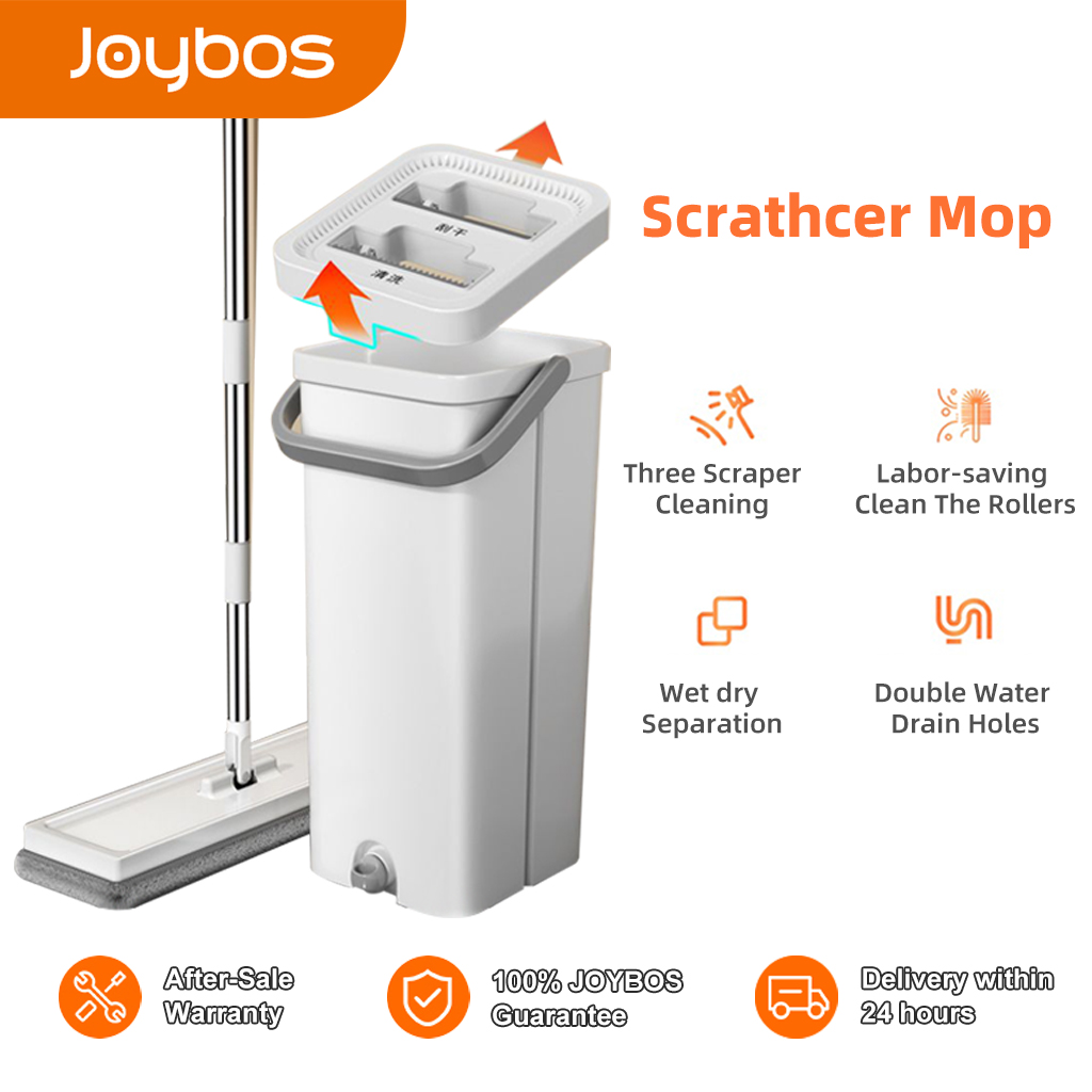 Joybos Floor Mop Self Wash Squeeze Dry Flat Mop 2in1 360 Spin Mop With Bucket Mop Refill Pad ราคา 155 บาท*ส่งฟรี