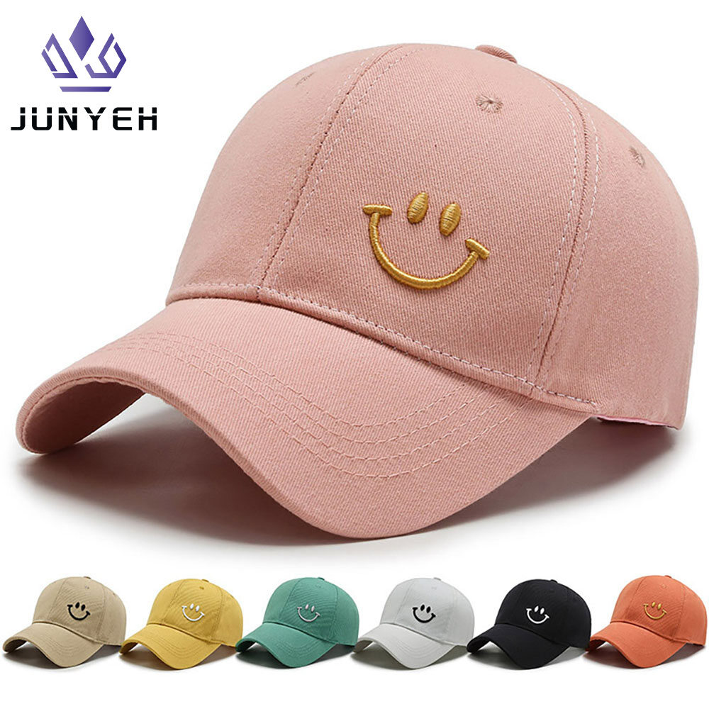Thêu Mũ bóng chày Cười Cho Phụ Nữ Đa-Màu Sắc mũ chất lượng cao Nửa Hardtop nam vải cotton Của Mũ Lưỡi Trai Cho Sinh Viên