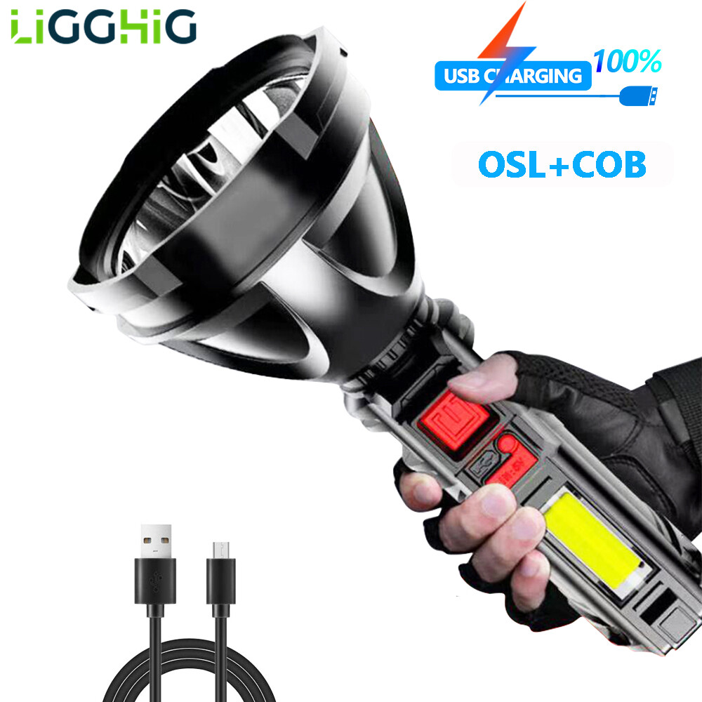 【Đèn Pin Mới】đèn Pin Led 30000Lumens Chính Hãng Đèn Pin Tầm Xa 500M, Đèn Pin Usb Tích Hợp Pin Đèn Pin Làm Việc Cob 4 Chế Độ Omni Khẩn Cấp Ánh Sáng Đèn Pin Sạc Lại Câu Cá Cắm Trại Ngoài Trời Hạng Nặng Sạc Lại Được