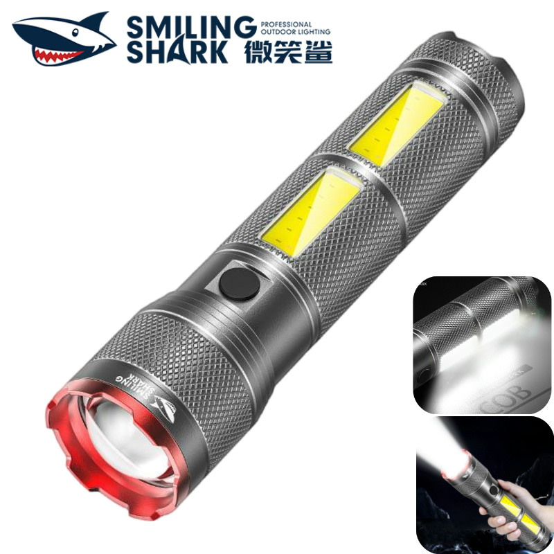 Smiling Shark SD5299 LED Flashlight Super Bright M60 7000LM 4Mode Type-c Rechargeable Torch Light With COB Work Side Light Waterproof Outdoor Camping Fishing