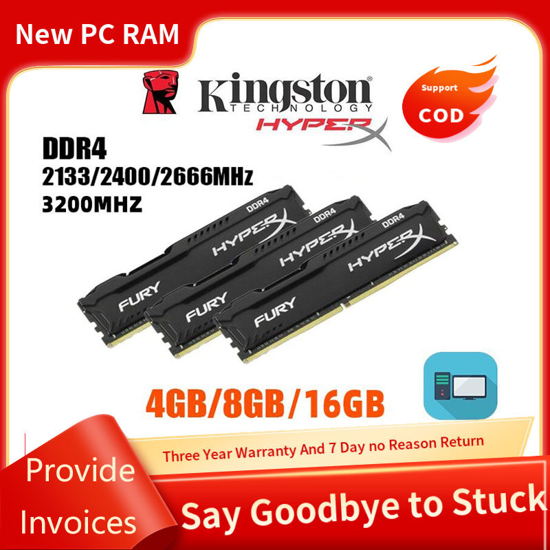 Kingston HyperX Fury 4GB/8GB 16GB DDR4 2400/2133/2666MHz 288pin 1.2V PC4 Dimm RAM Bộ nhớ máy tính để