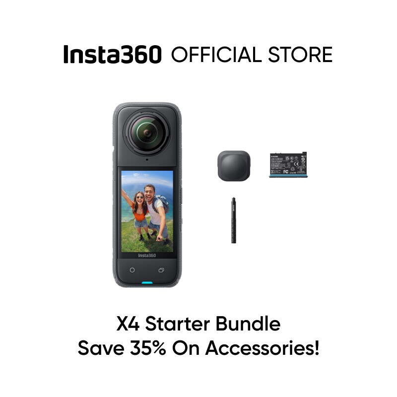 Insta360 X4, 8K Waterproof 360 Action Camera with 4K Wide-Angle Video, Invisible Selfie Stick, Removable Lens Guards, 135 Min Battery Life, AI Editing, Stabilization, for Sports, Travel, Outdoor