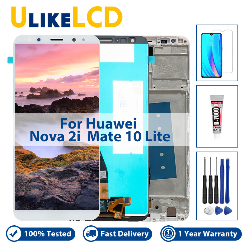 Cho huawei nova 2i rne-l22/l01/02/03lcd màn hình bộ số hóa cảm ứng thay thế + kính cường lực + sửa chữa dụng cụ + b7000 gule