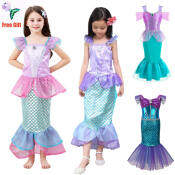 2-10 Years Girls Mermaid Princess Dress Little Girl Suspender Mermaid Costume Birthday Party Dress Show Cosplay