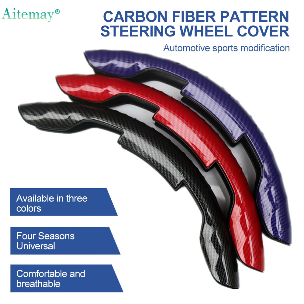Aitemay Universal Non-Slip Carbon Fiber Car Steering Wheel Covers Booster