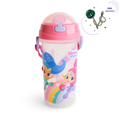 Kidztime x Shimmer & Shine Children Toddler BPA Free Cartoon Character Straw Water Bottle + FREE Straw Replacement Program (550ml) (4)