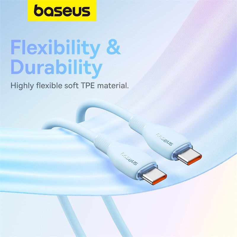 Baseus PD 100W USB C cáp để Loại C Cáp sạc nhanh cho Samsung Xiaomi Huawei MacBook Dây cáp truyền dữ liệu Sạc Cáp mềm TPE