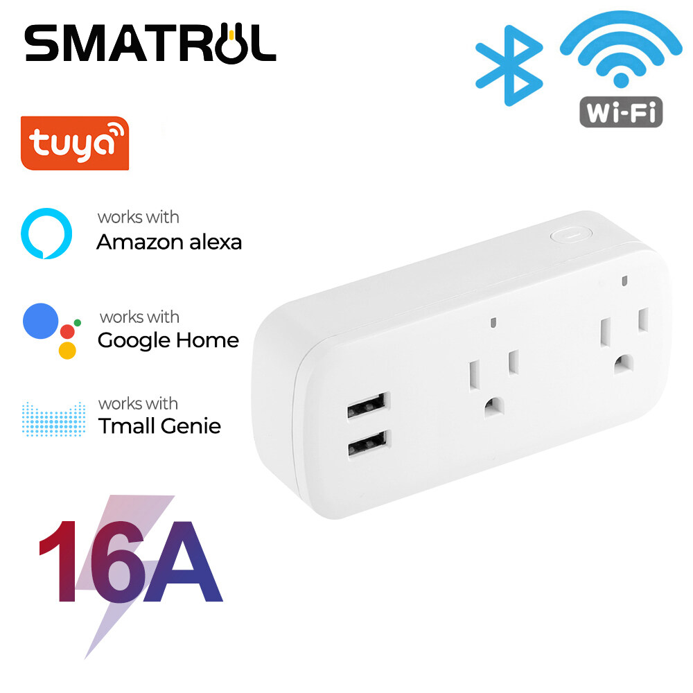 SMATRUL Ổ Cắm Usb Thông Minh Tuya/ Smartlife Ổ Cắm Nguồn 16A US Ổ Cắm Mở Rộng Cổng Sạc Điều Khiển Từ Xa APP Hỗ Trợ Hẹn Giờ Điều Khiển Giọng Nói Điều Khiển Riêng Cho Google Home Alexa Tmall Genie