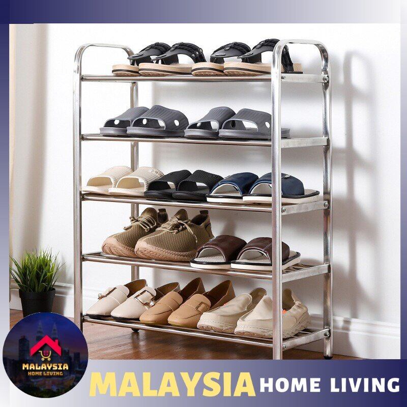 Gambar Multi layer Stainless Steel Shoe Rack Household Organizer Storage Rack Plants Books Shelf Balcony
