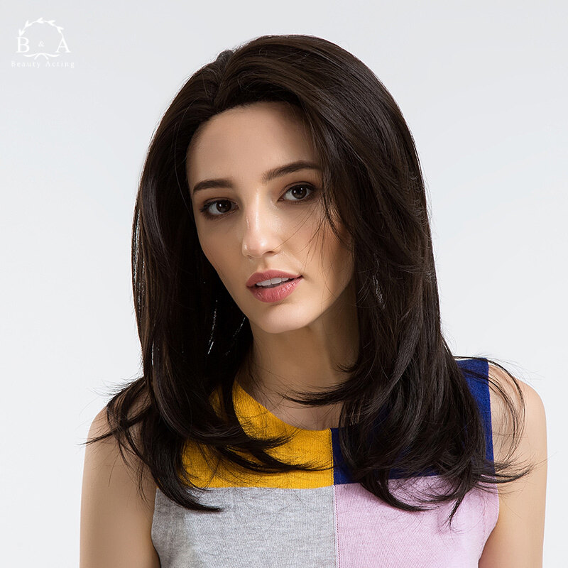 Gambar 1 Pcs Women Lady Girl Wig Medium Length Hair Natural Fashion for Party Cosplay Wig Medium Length Hair Natural Party Cosplay Women Lady Girl Fashion