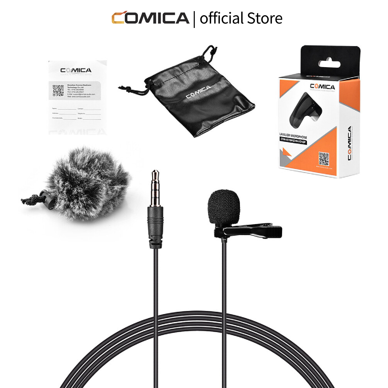 Comica Cvm-V01sp Micro dây chuyền Condenser Có Dây Ve Áo Microphone Cho 3.5Mm Trrs Điện Thoại Thông Minh ghi video Android Mic