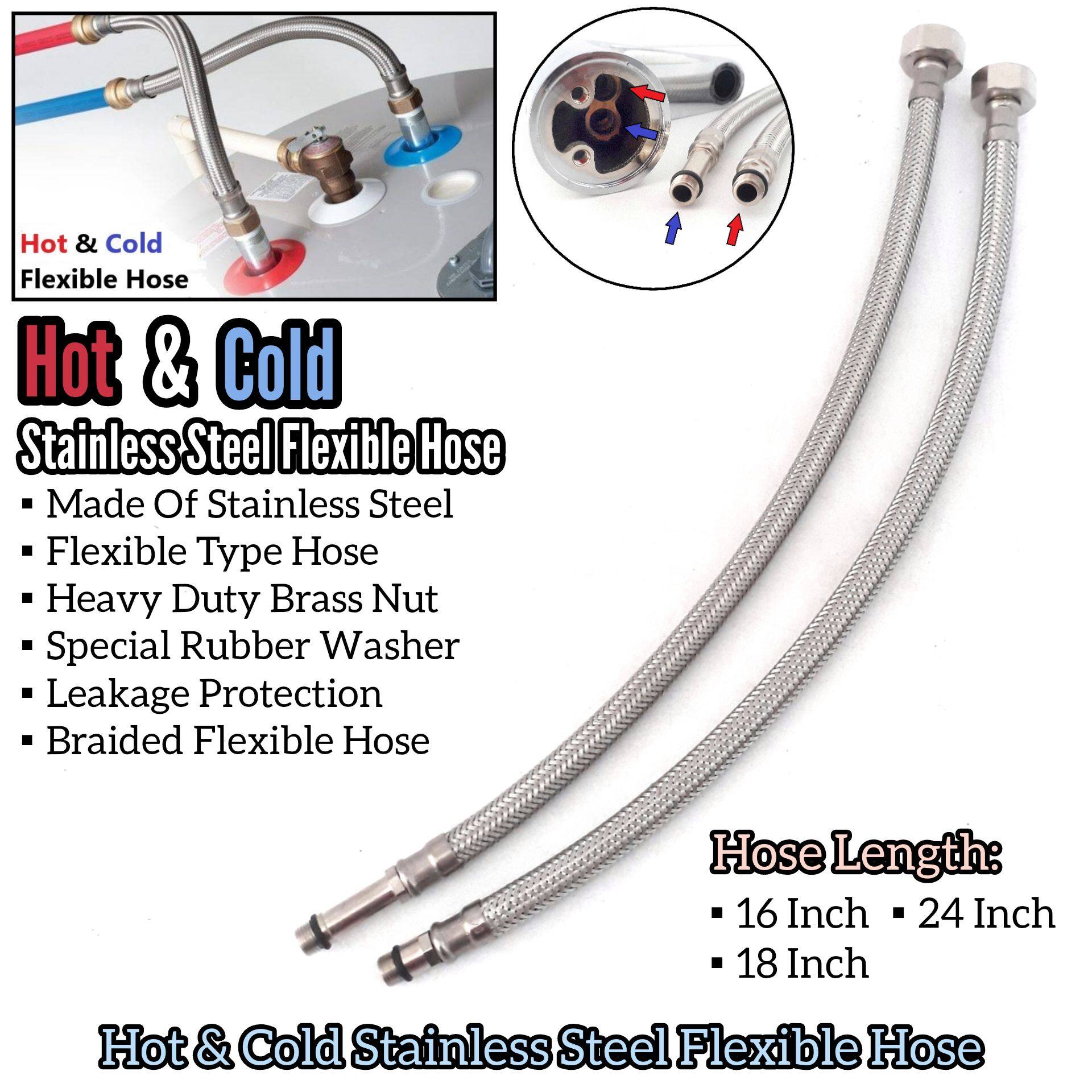 2pcs Mixer Stainless Steel Flexible Hose For Cold u0026 Hot Waterbibtap Kitchen  Faucet Bib Tap Accesories | Lazada