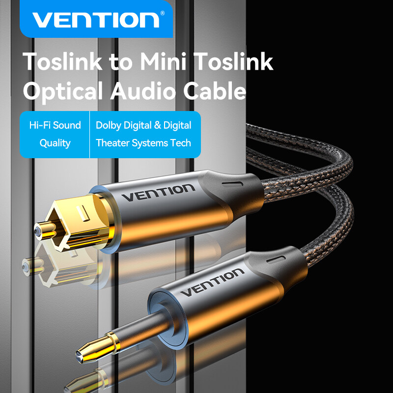 Vention Optical fiber square port to 3.5mm optical fiber round port audio