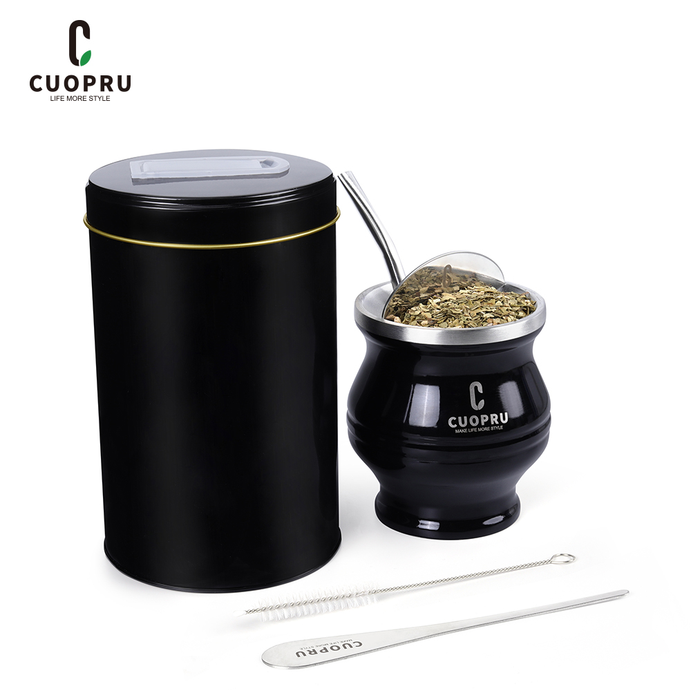 6 in 1 Yerba Mate Cup Set Black YERBA MATE GOURD,food storage jar,cup ราคา 1,094 บาท*ส่งฟรี
