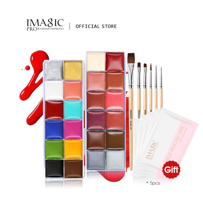 Gambar IMAGIC 12 Color Oil Painting Party Performance + Body Face Paint Brush+Makeup Remover