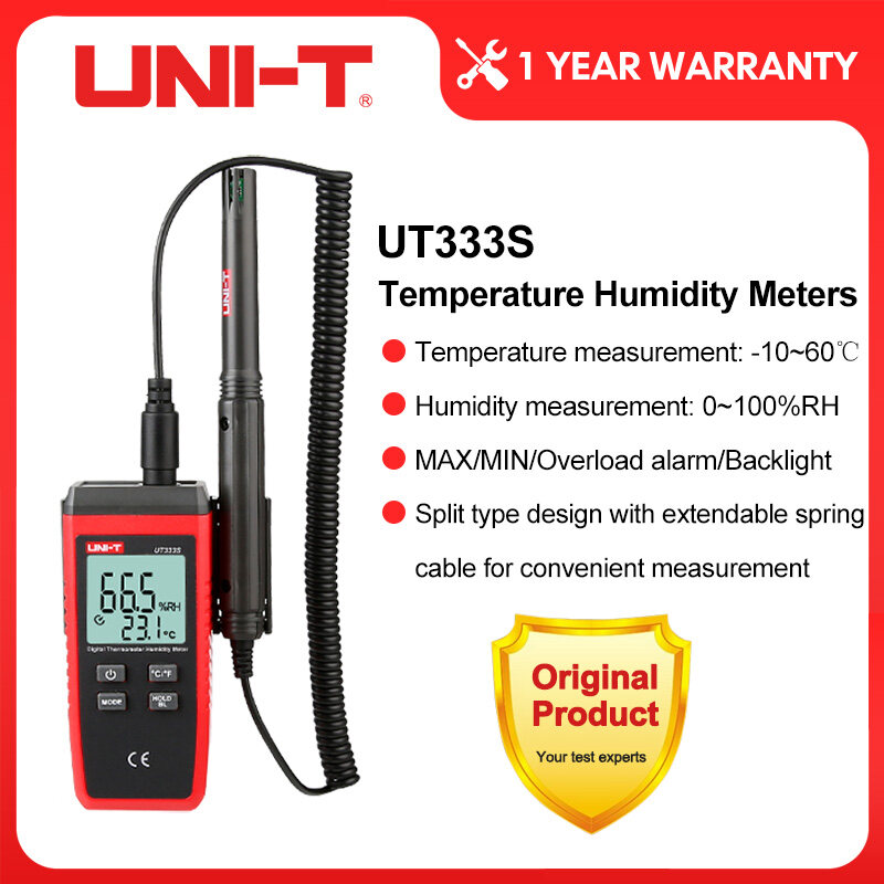 UNI-T UT333S Mini Temperature Humidity Meter Outdoor Hygrometer Overload