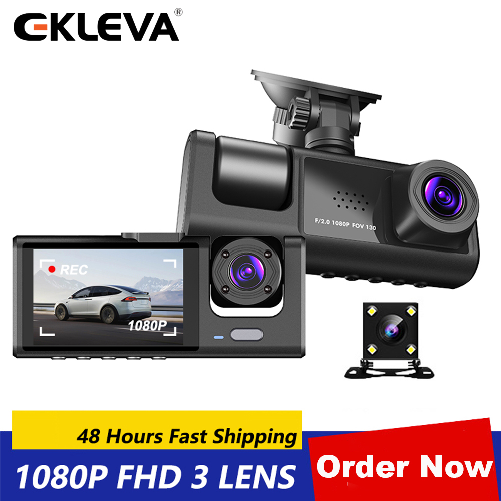 EKLEVA Car Video Recorder 3 in 1 FHD 1080P 3 Camera Car DVR Dashcam Rear View Camera with Rear lens Night Vision For Truck Tax Uber Giá 683,623 Đồng*Miễn phí vận chuyển